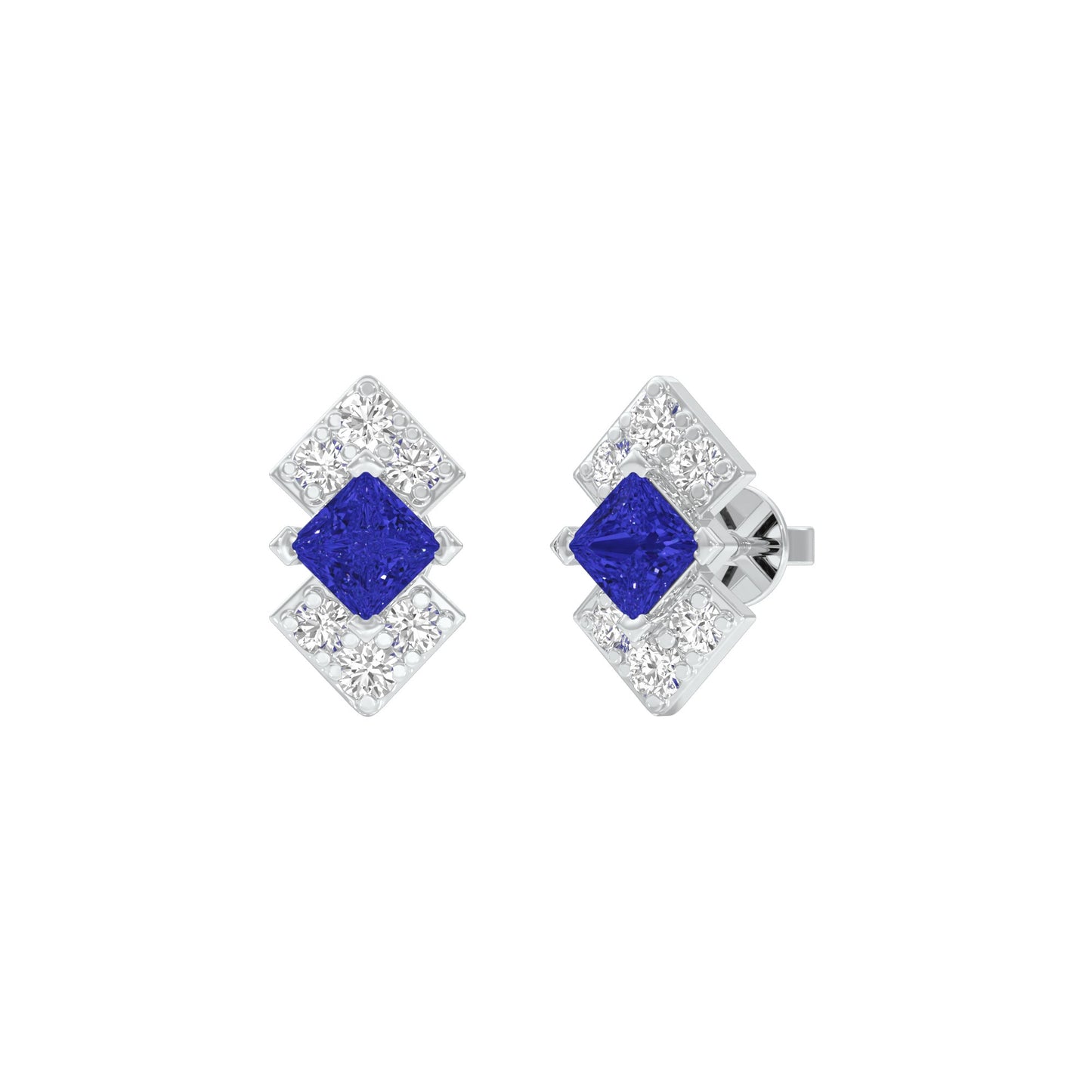 Cobalt Blue Diamond Earrings 9 KT / White Gold