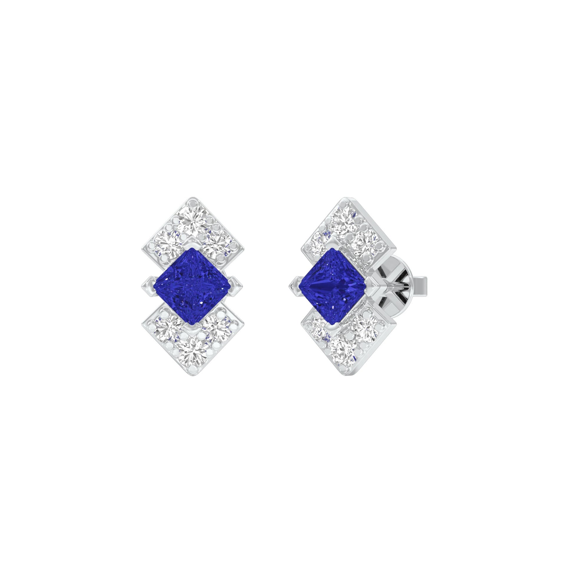 Cobalt Blue Diamond Earrings 9 KT / White Gold