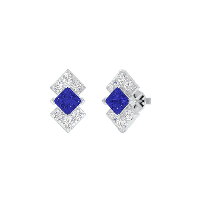 Cobalt Blue Diamond Earrings 9 KT / White Gold