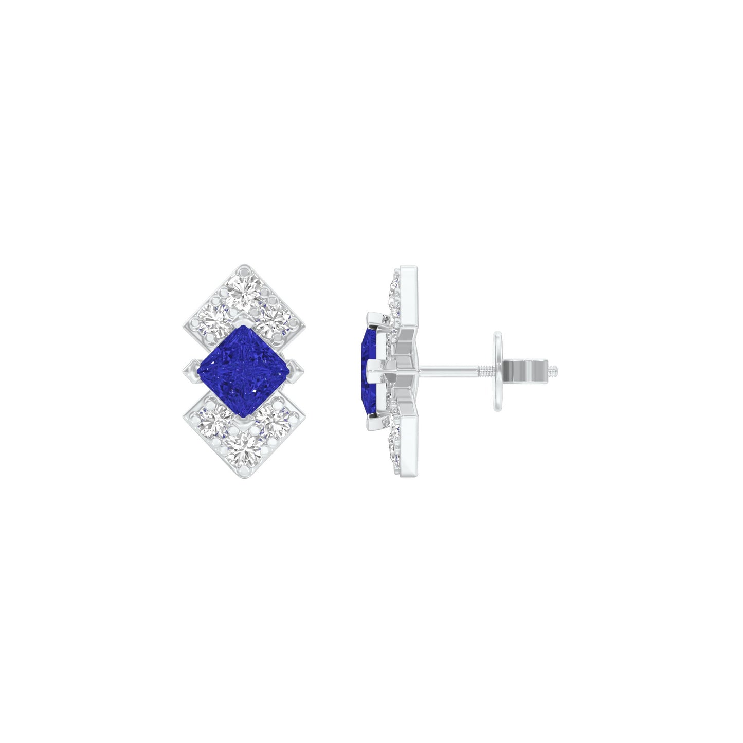 Cobalt Blue Diamond Earrings 9 KT / White Gold