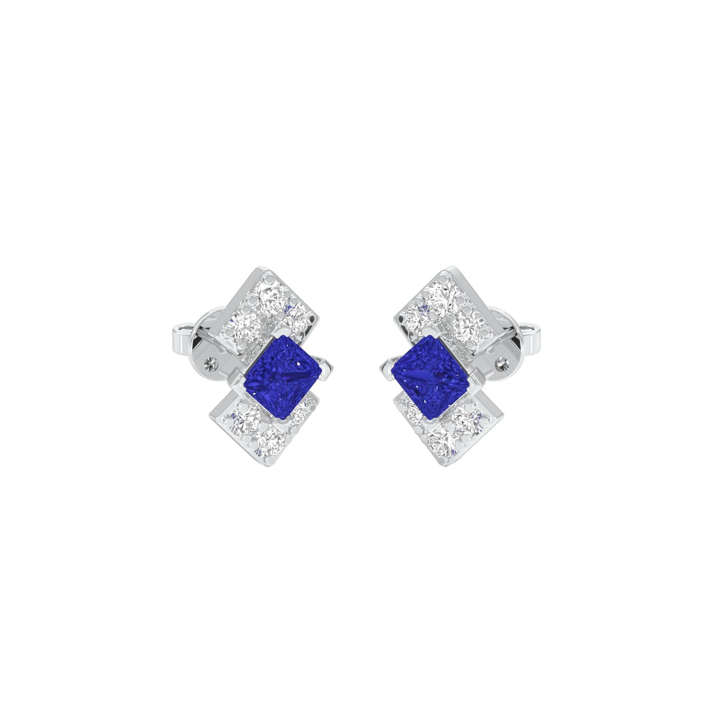 Cobalt Blue Diamond Earrings 9 KT / White Gold
