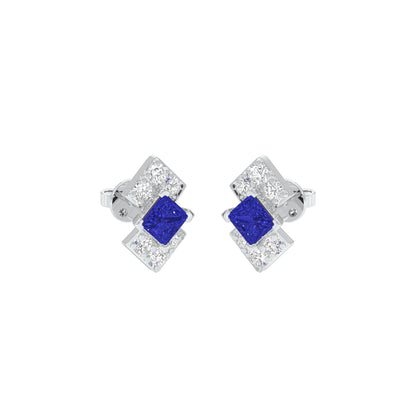 Cobalt Blue Diamond Earrings 9 KT / White Gold