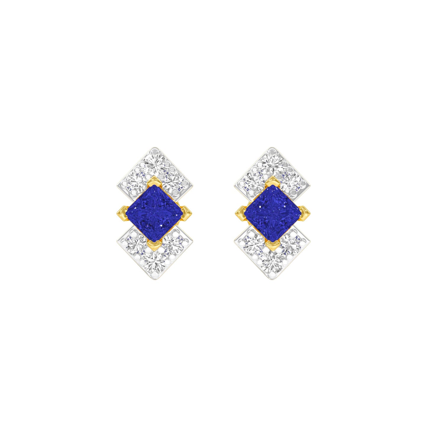 Cobalt Blue Diamond Earrings 9 KT / Yellow Gold