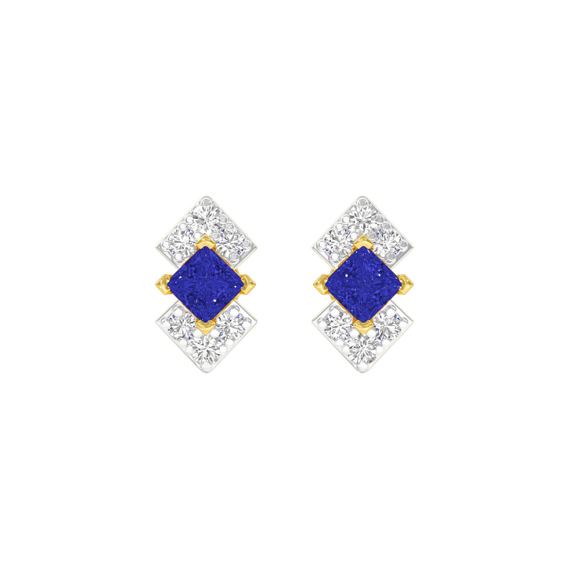 Cobalt Blue Diamond Earrings 9 KT / Yellow Gold