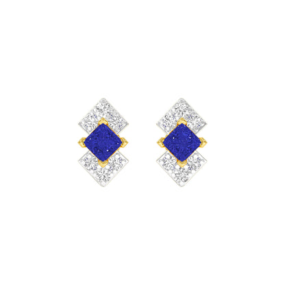 Cobalt Blue Diamond Earrings 9 KT / Yellow Gold