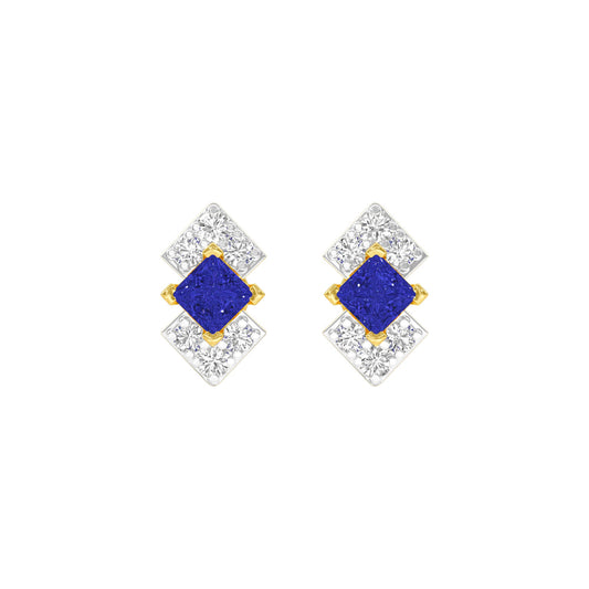 Cobalt Blue Diamond Earrings 9 KT / Yellow Gold