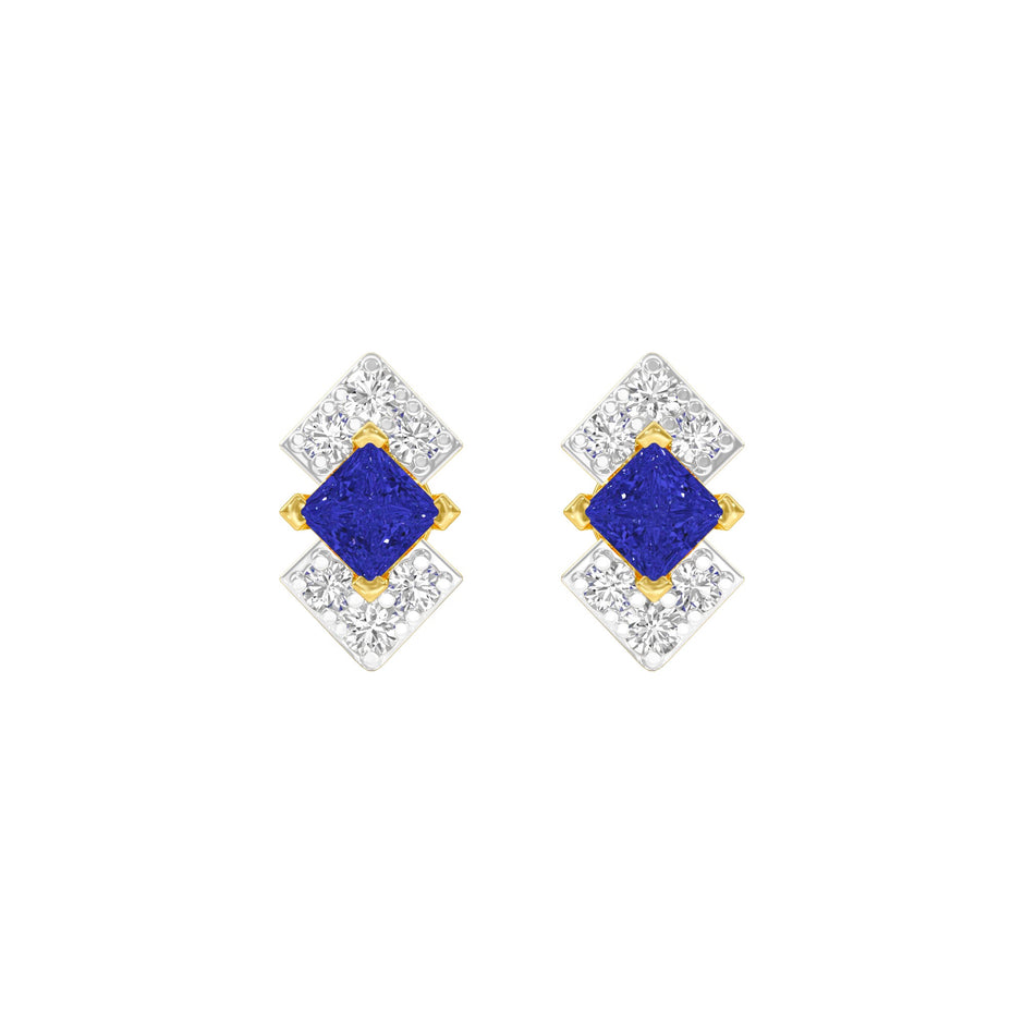 Cobalt Blue Diamond Earrings 9 KT / Yellow Gold