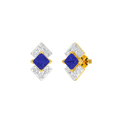 Cobalt Blue Diamond Earrings 9 KT / Yellow Gold