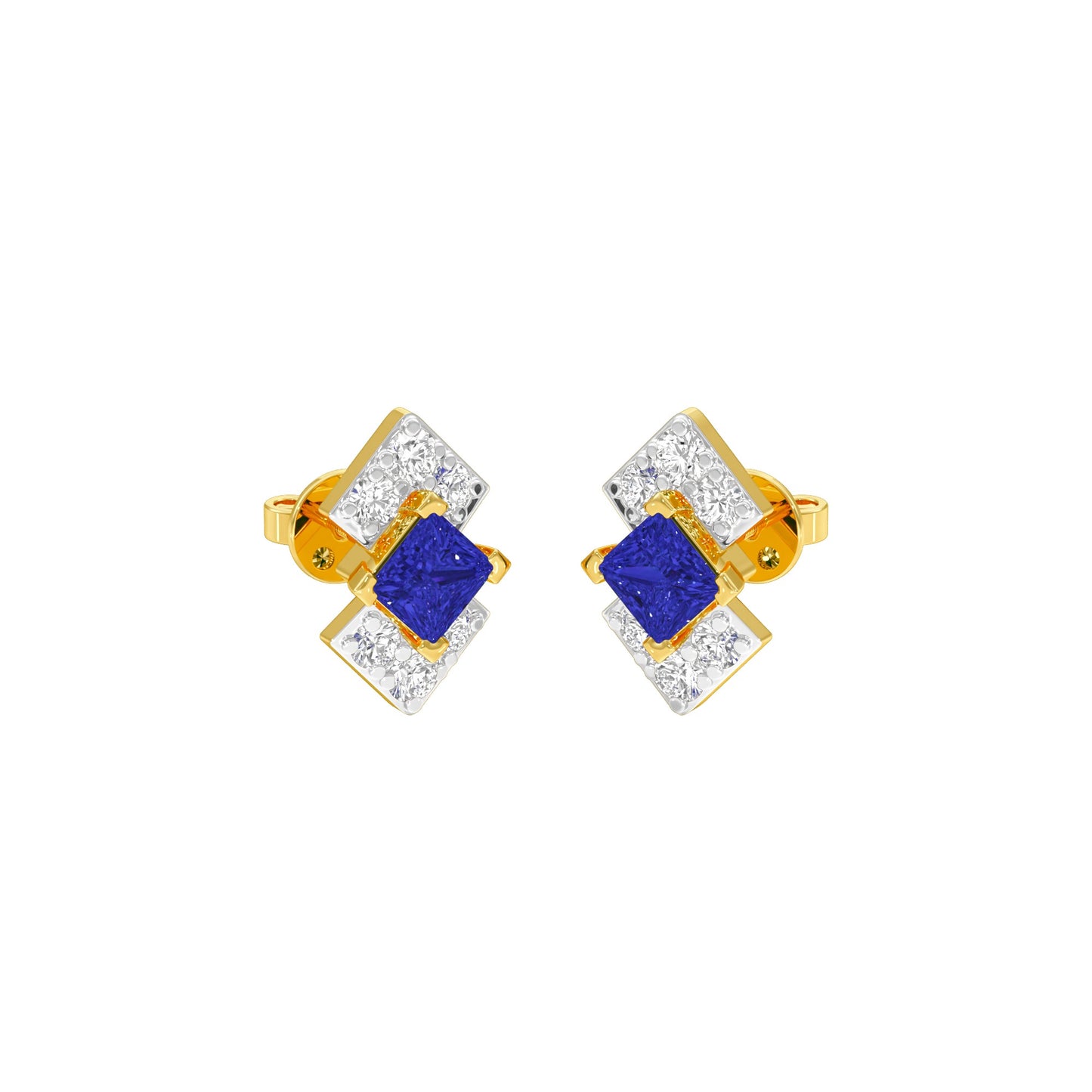 Cobalt Blue Diamond Earrings 9 KT / Yellow Gold