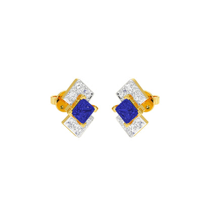 Cobalt Blue Diamond Earrings 9 KT / Yellow Gold