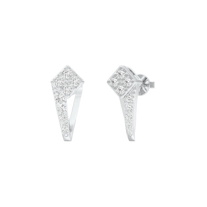 Side Bling Diamond Earrings 18 KT / White Gold