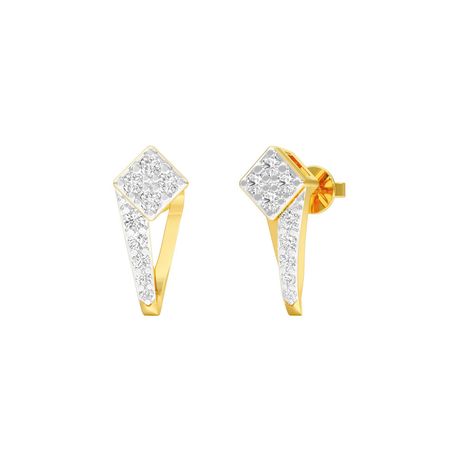 Side Bling Diamond Earrings 18 KT / Yellow Gold