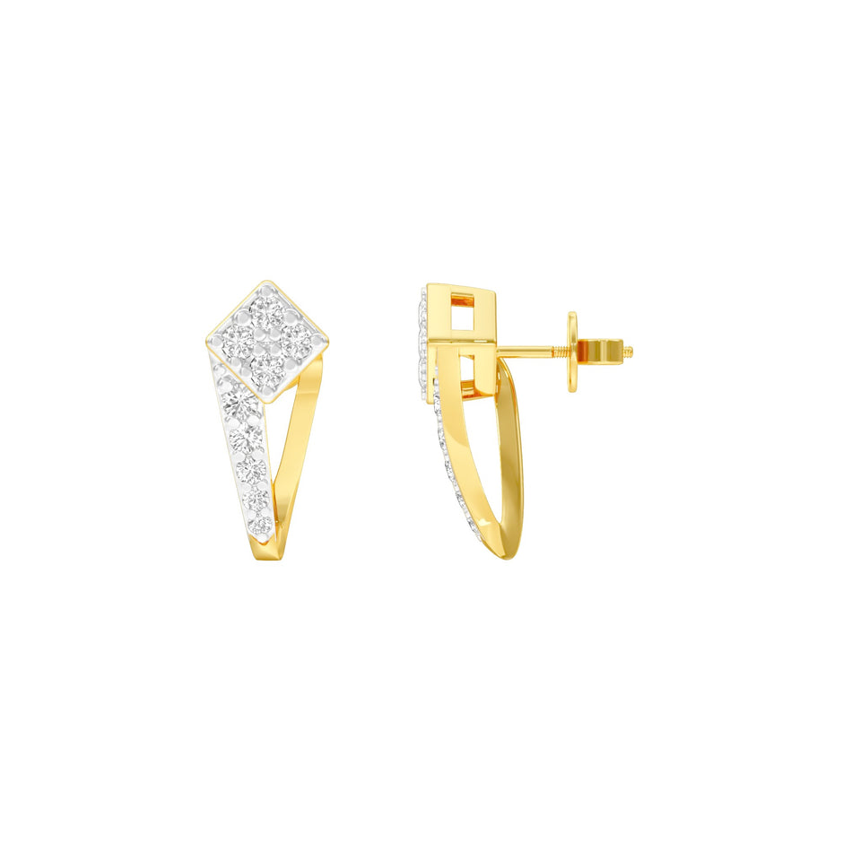 Side Bling Diamond Earrings 18 KT / Yellow Gold