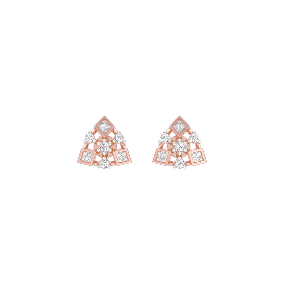 Tri-Glamour Diamond Earrings 18 KT / Rose Gold
