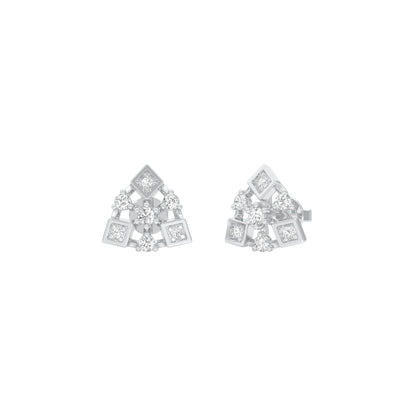 Tri-Glamour Diamond Earrings 18 KT / White Gold