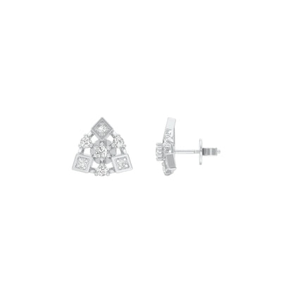 Tri-Glamour Diamond Earrings 18 KT / White Gold