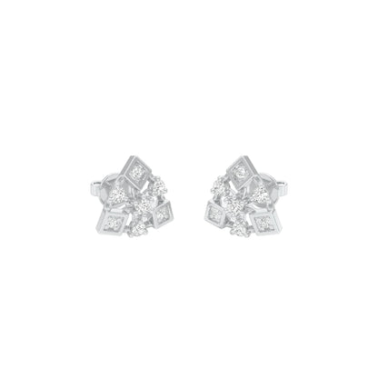 Tri-Glamour Diamond Earrings 18 KT / White Gold