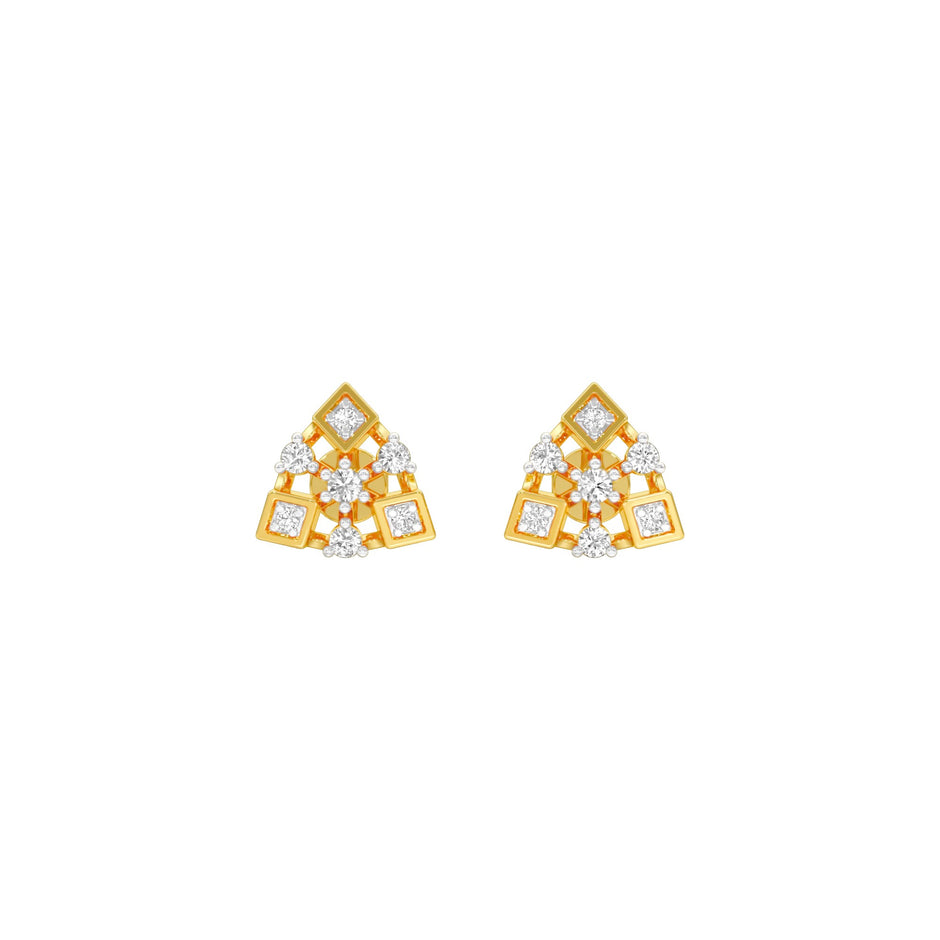 Tri-Glamour Diamond Earrings 18 KT / Yellow Gold
