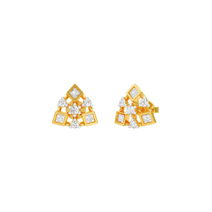 Tri-Glamour Diamond Earrings 18 KT / Yellow Gold