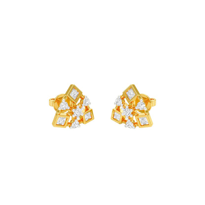 Tri-Glamour Diamond Earrings 18 KT / Yellow Gold