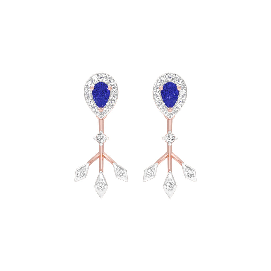 Celestial Blue Diamond Dangler Earrings 9 KT / Rose Gold