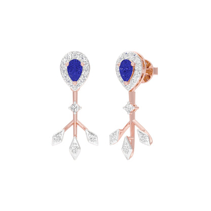 Celestial Blue Diamond Dangler Earrings 9 KT / Rose Gold