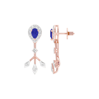 Celestial Blue Diamond Dangler Earrings 9 KT / Rose Gold