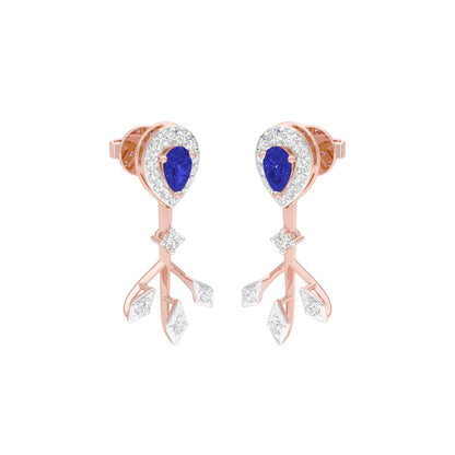 Celestial Blue Diamond Dangler Earrings 9 KT / Rose Gold