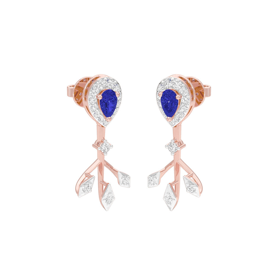 Celestial Blue Diamond Dangler Earrings 9 KT / Rose Gold
