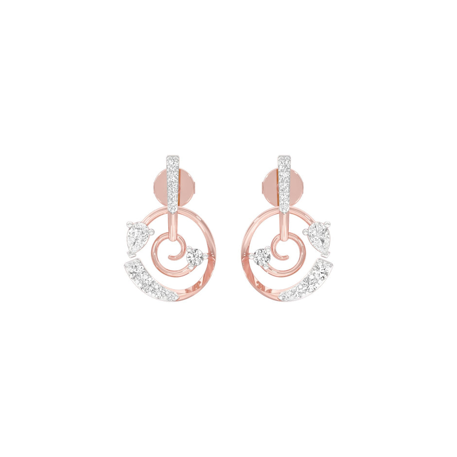 Swirl On Diamond Dangler Earrings 18 KT / Rose Gold