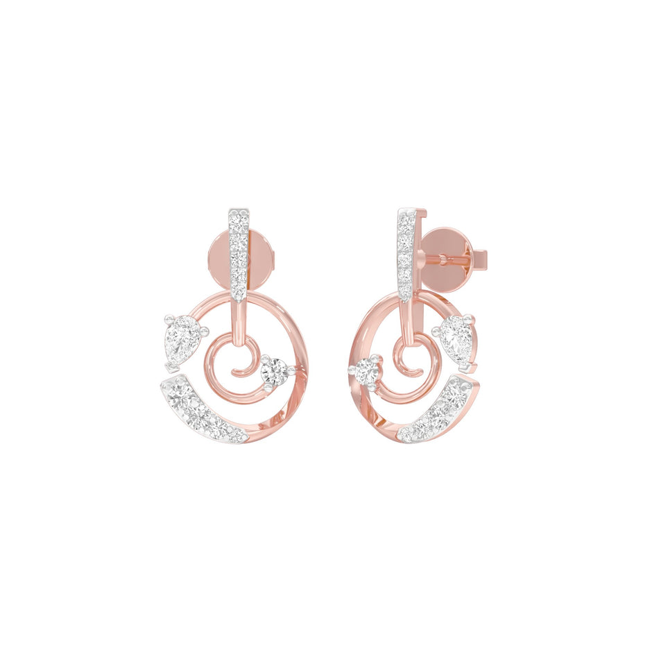 Swirl On Diamond Dangler Earrings 18 KT / Rose Gold