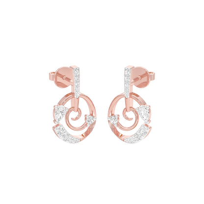 Swirl On Diamond Dangler Earrings 18 KT / Rose Gold