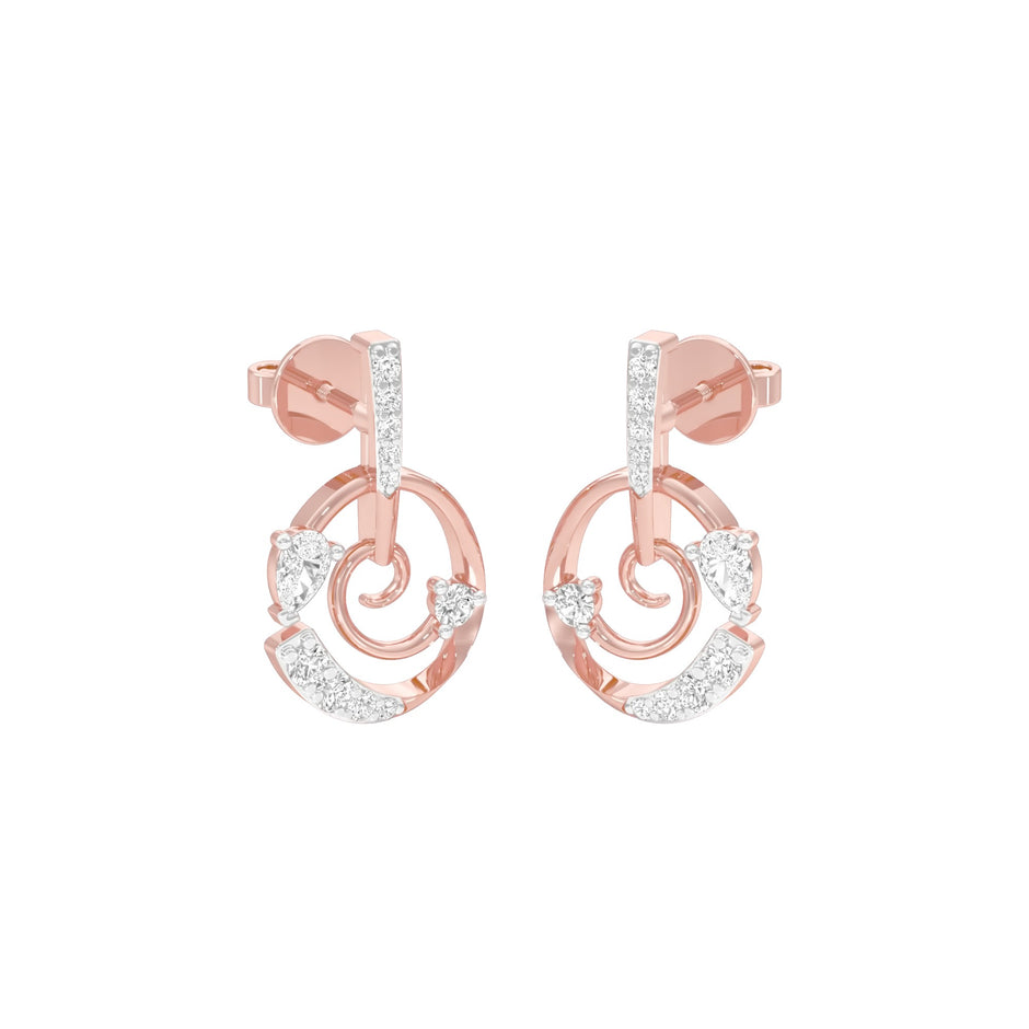 Swirl On Diamond Dangler Earrings 18 KT / Rose Gold