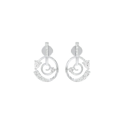 Swirl On Diamond Dangler Earrings 18 KT / White Gold