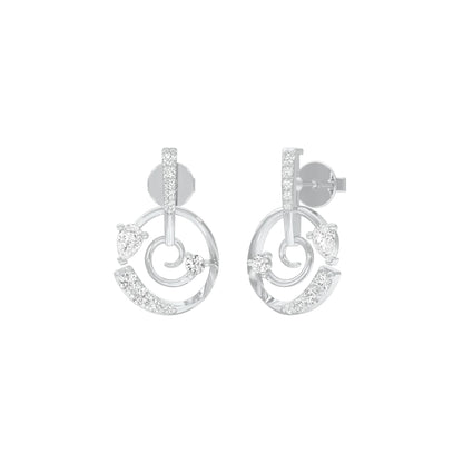 Swirl On Diamond Dangler Earrings 18 KT / White Gold