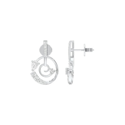 Swirl On Diamond Dangler Earrings 18 KT / White Gold