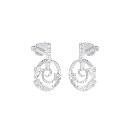 Swirl On Diamond Dangler Earrings 18 KT / White Gold