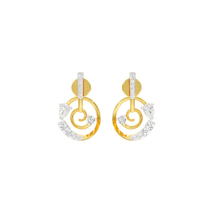 Swirl On Diamond Dangler Earrings 18 KT / Yellow Gold