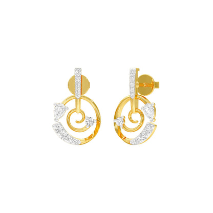 Swirl On Diamond Dangler Earrings 18 KT / Yellow Gold