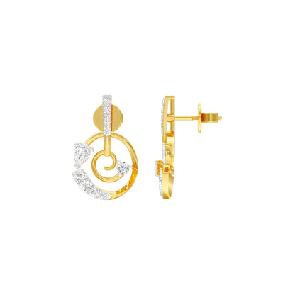 Swirl On Diamond Dangler Earrings 18 KT / Yellow Gold