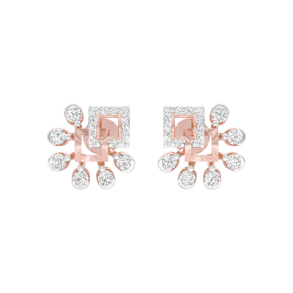 Floral Dip Diamond Earrings 18 KT / Rose Gold