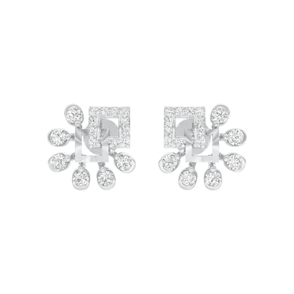 Floral Dip Diamond Earrings 18 KT / White Gold