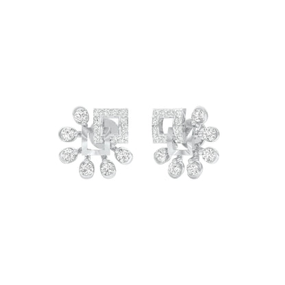 Floral Dip Diamond Earrings 18 KT / White Gold