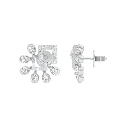 Floral Dip Diamond Earrings 18 KT / White Gold