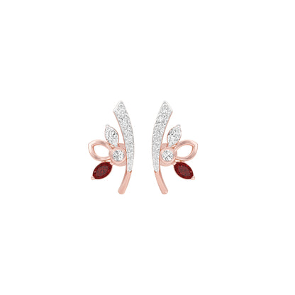 Crimson Leaf Diamond Earrings 9 KT / Rose Gold