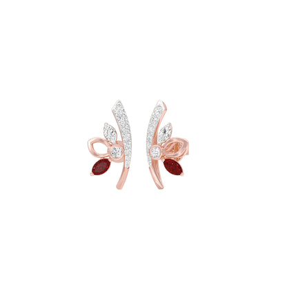 Crimson Leaf Diamond Earrings 9 KT / Rose Gold