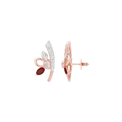 Crimson Leaf Diamond Earrings 9 KT / Rose Gold