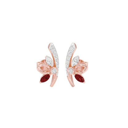 Crimson Leaf Diamond Earrings 9 KT / Rose Gold