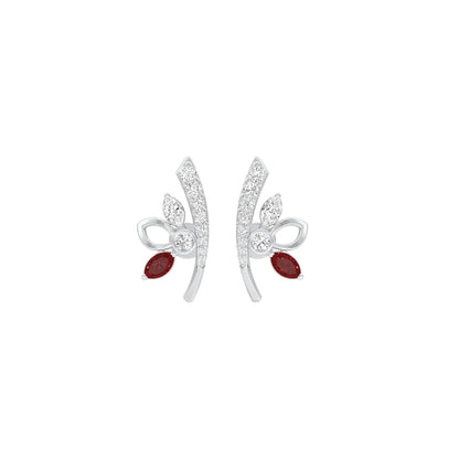 Crimson Leaf Diamond Earrings 9 KT / White Gold