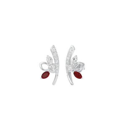Crimson Leaf Diamond Earrings 9 KT / White Gold
